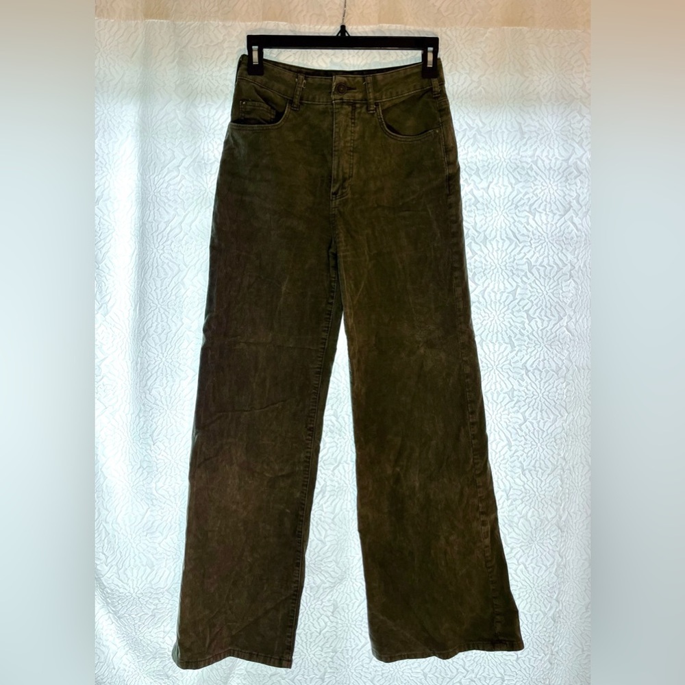 Anthropologie Pilcro The Gwen Wide-Leg Corduroy Pants Moss 25